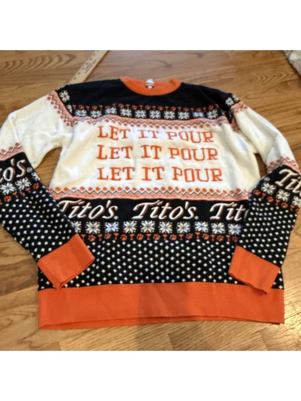 Tito's Handmade Vodka Sweater NWOT Large Orange and Black